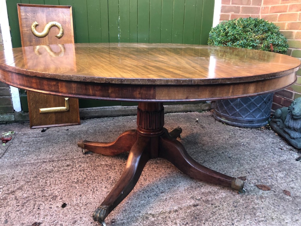 Early C19th Regency mahogany circular dining or centre table 60” diameter. View II