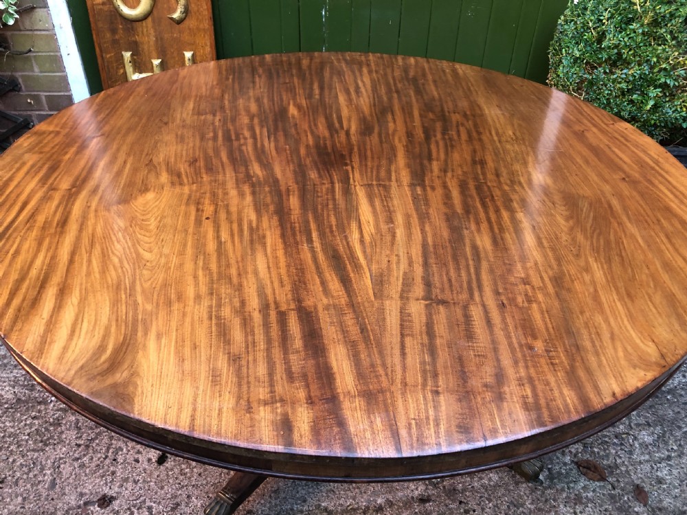 Early C19th Regency mahogany circular dining or centre table 60” diameter. View VI