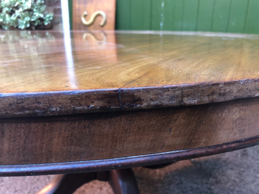 Early C19th Regency mahogany circular dining or centre table 60” diameter. View VII