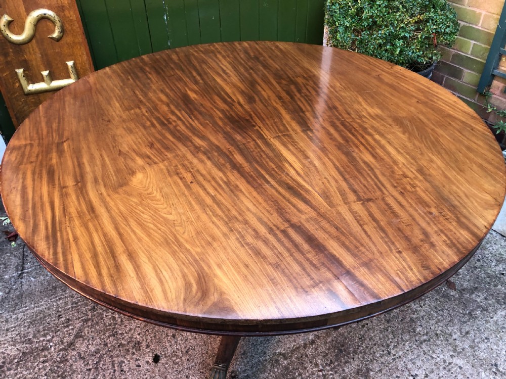 Early C19th Regency mahogany circular dining or centre table 60” diameter. View IX