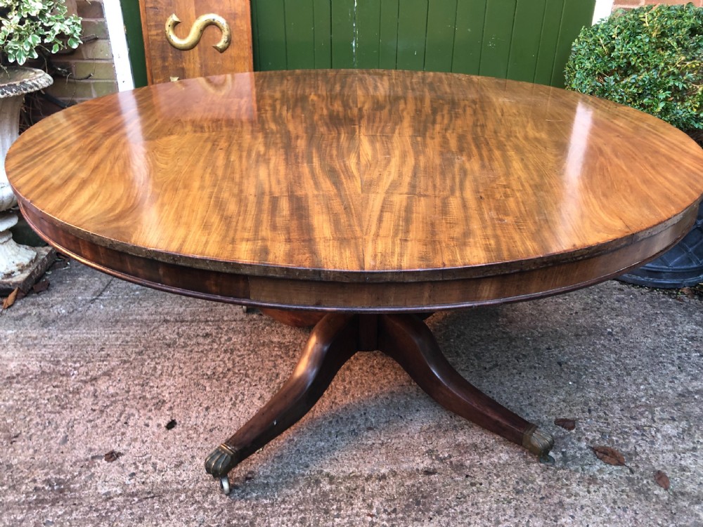 Early C19th Regency mahogany circular dining or centre table 60” diameter. View X