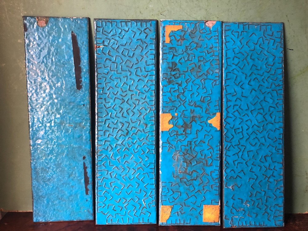 Set of 4 late C19th Japanese Meiji period cloisonné enamel panels forming a continuous image .  View XII