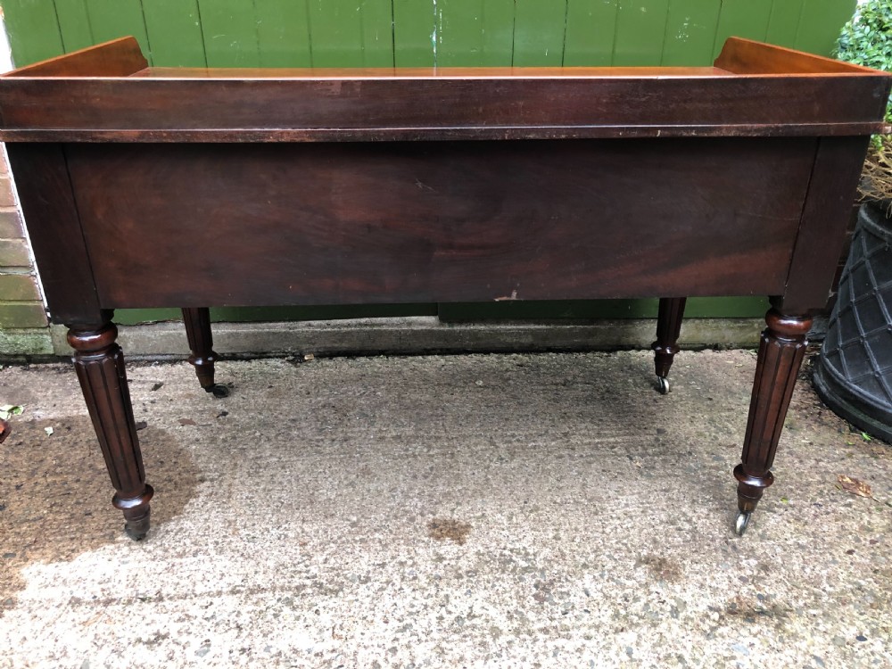 Early C19th George IV period mahogany kneehole writing table in the manner of Gillows of Lancaster and London. View XIII