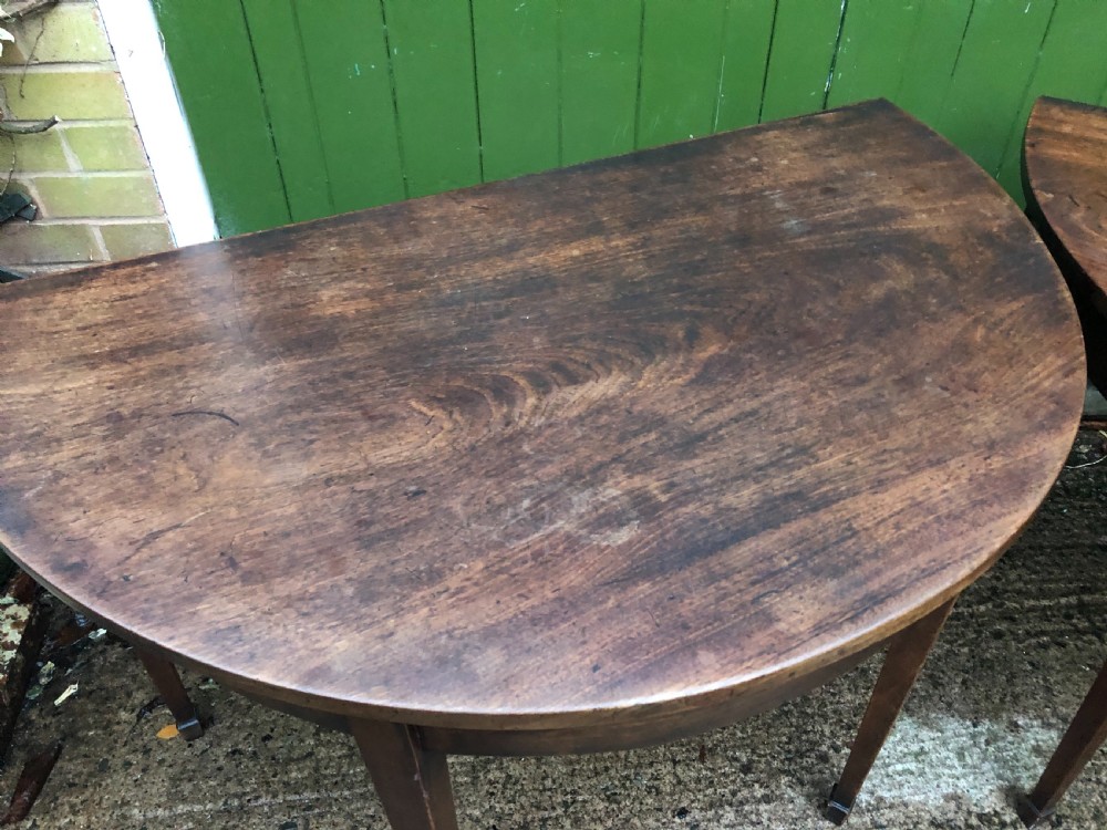 Pair of C18th George III period Cuban mahogany demi-lune tables . View VIII