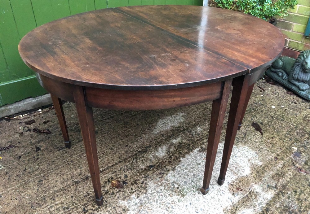 Pair of C18th George III period Cuban mahogany demi-lune tables . View XI