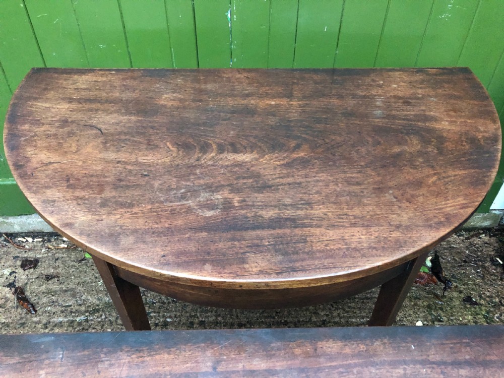 Pair of C18th George III period Cuban mahogany demi-lune tables . View XIV