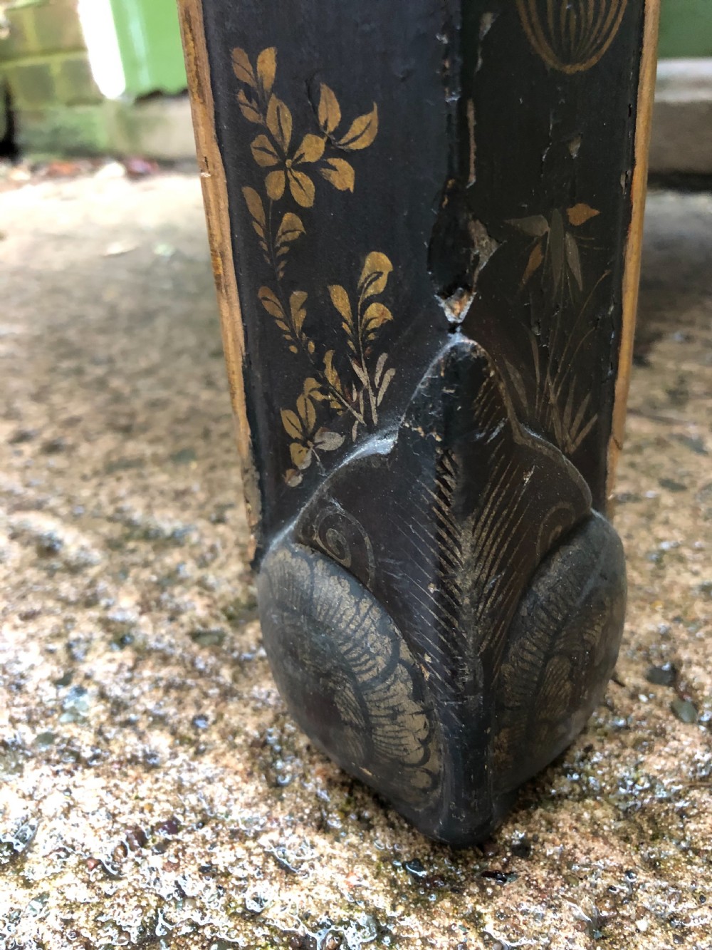 Pair of early C20th Japanese black and gilt lacquer square low tables . View XI