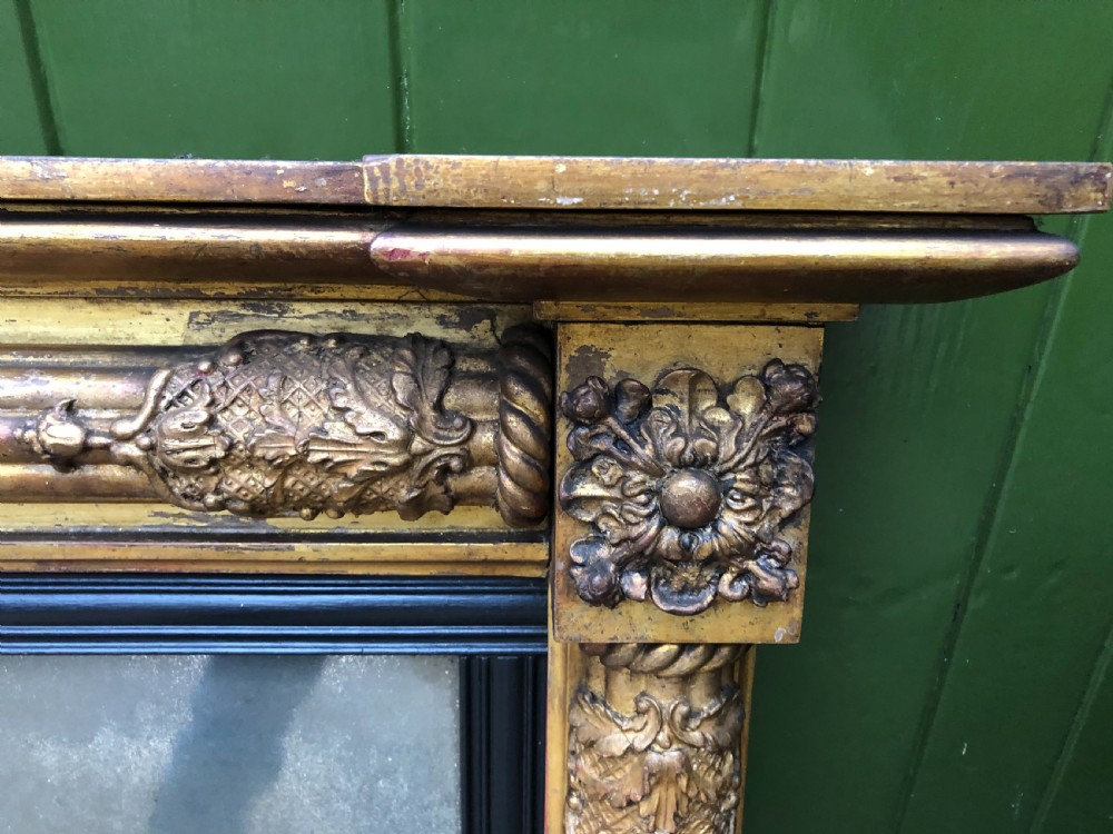 Early C19th Regency period gilt-wood framed overmantel 3-plate ‘landscape’ mirror  View VIII