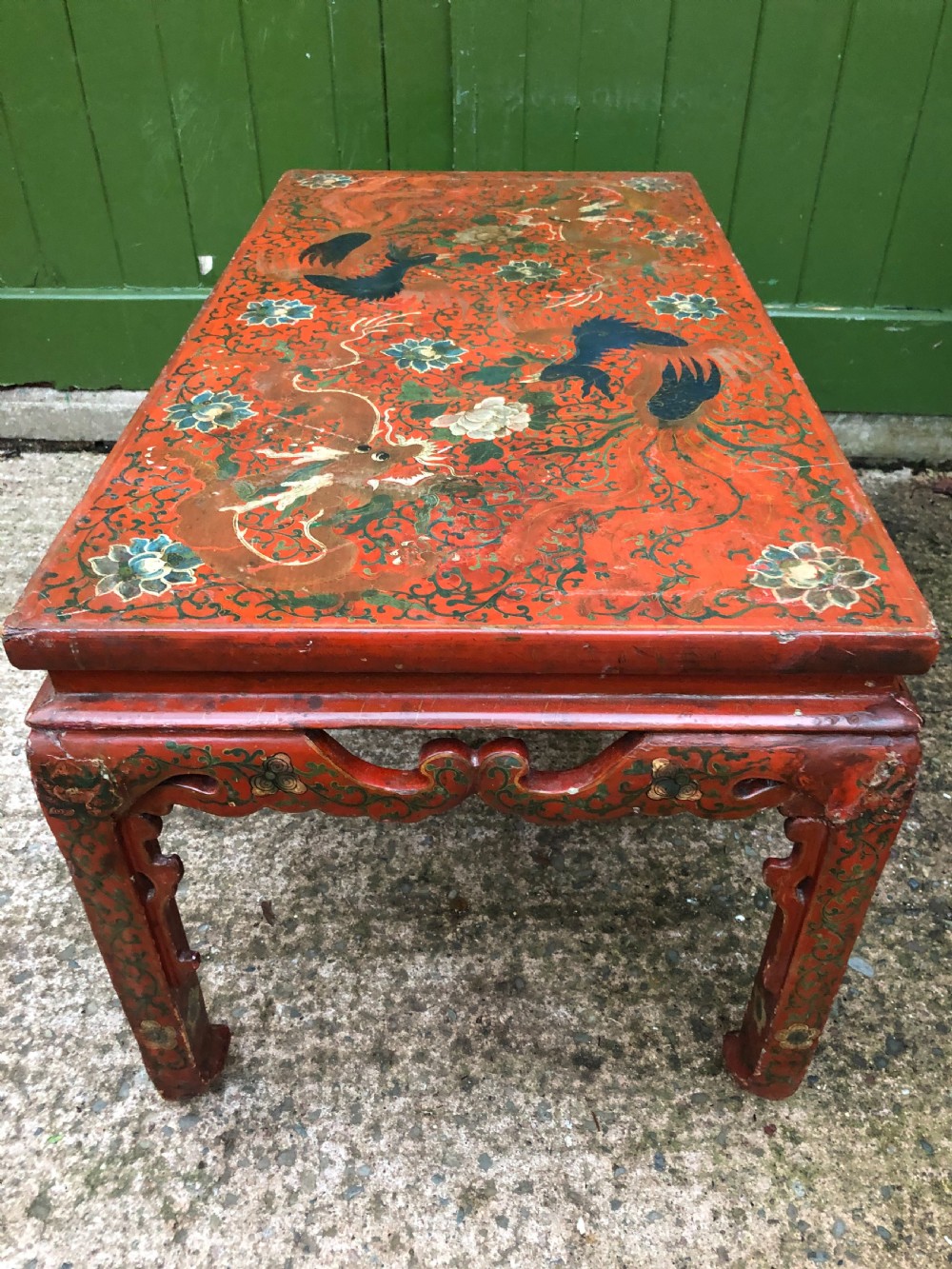 Early C20th Chinese red lacquer oblong ‘Kang’ or coffee table. View IV