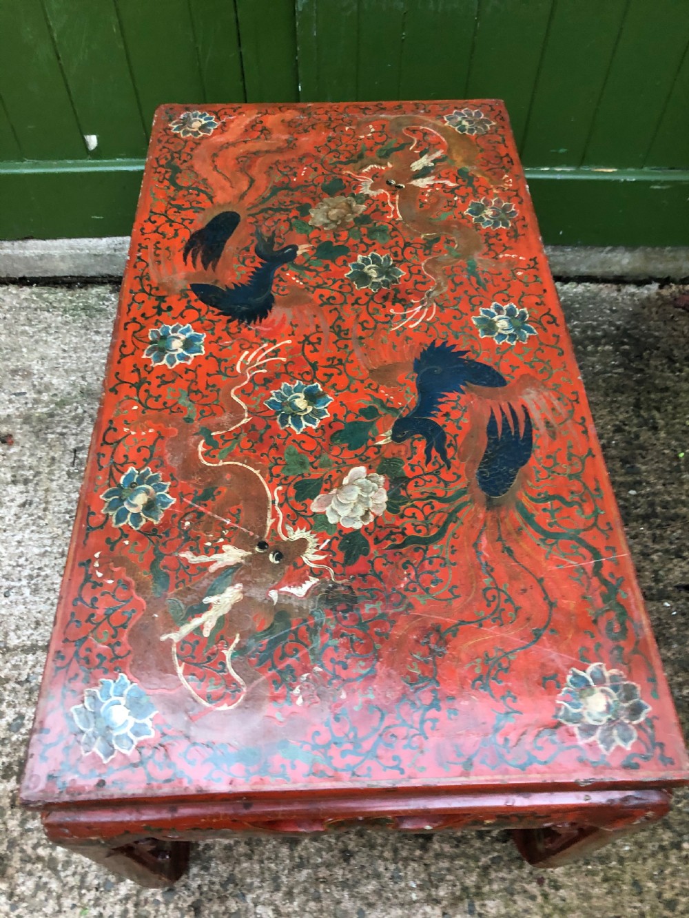 Early C20th Chinese red lacquer oblong ‘Kang’ or coffee table. View VI