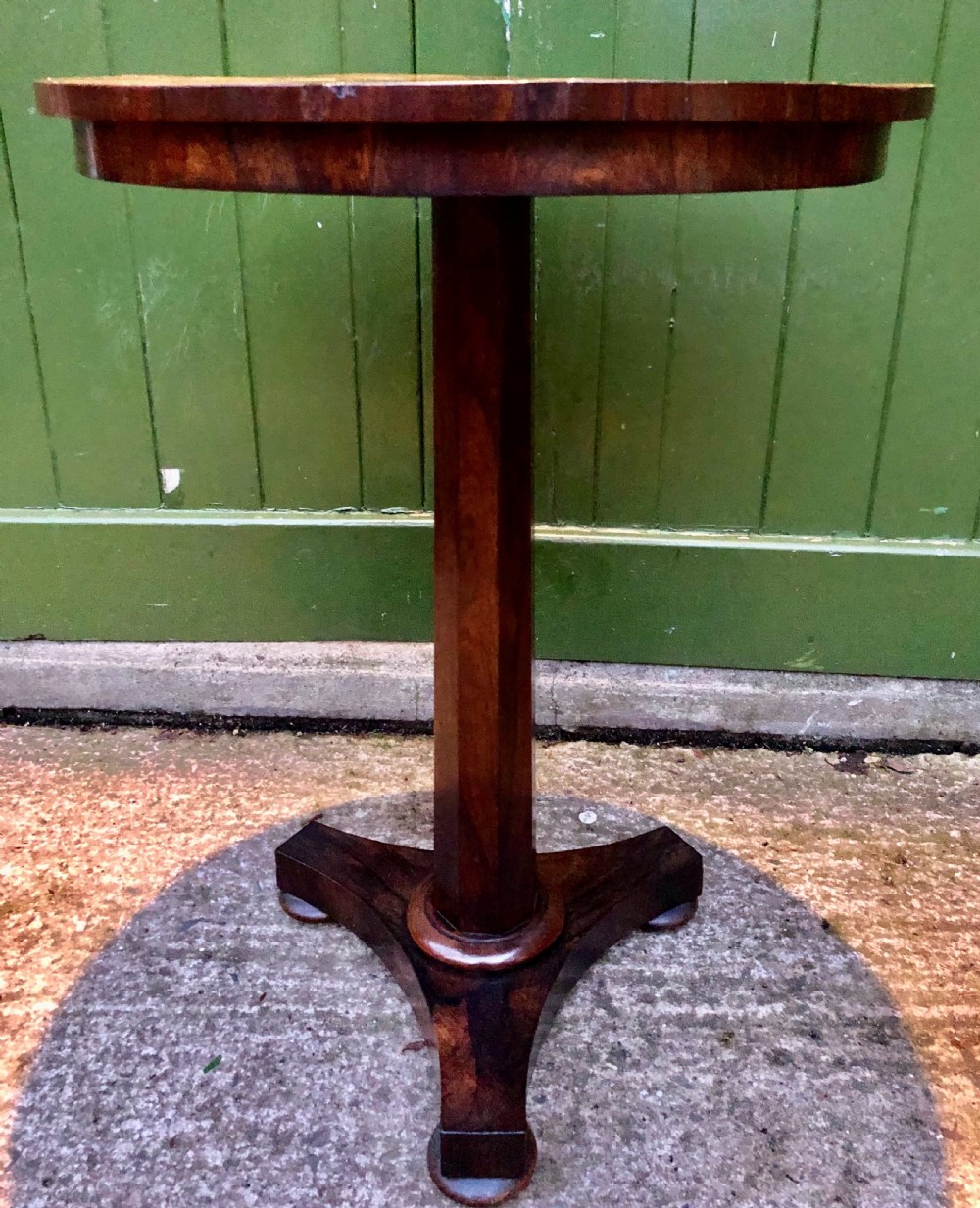 Early C19th George IV period rosewood occasional table with segmented rosewood and burr maple top .  View IV