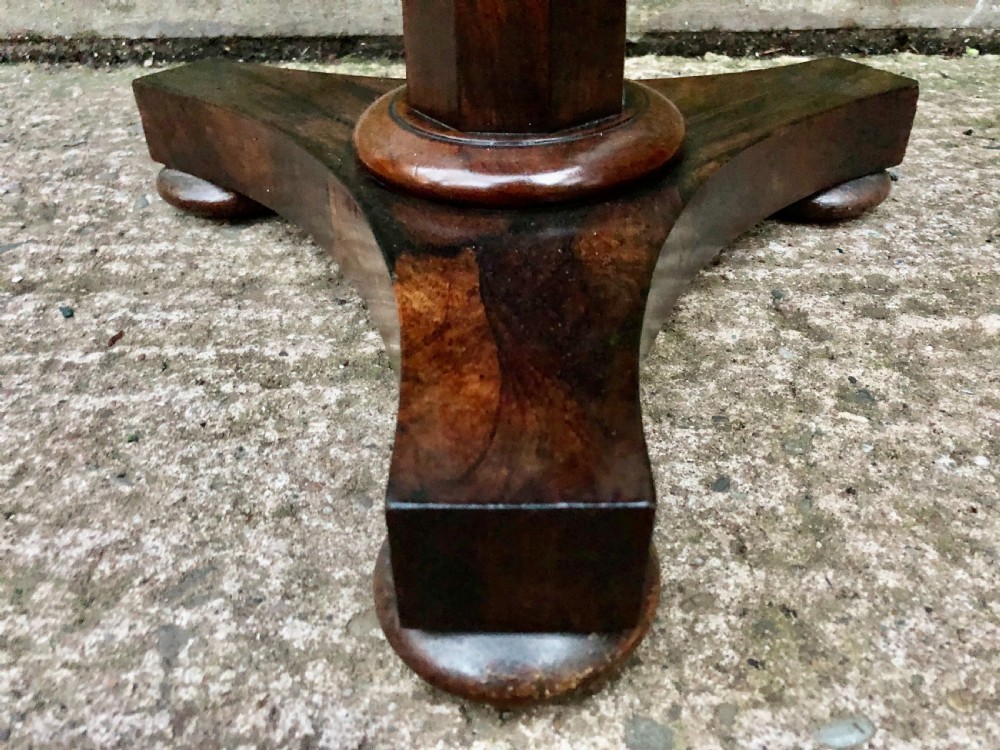 Early C19th George IV period rosewood occasional table with segmented rosewood and burr maple top .  View X