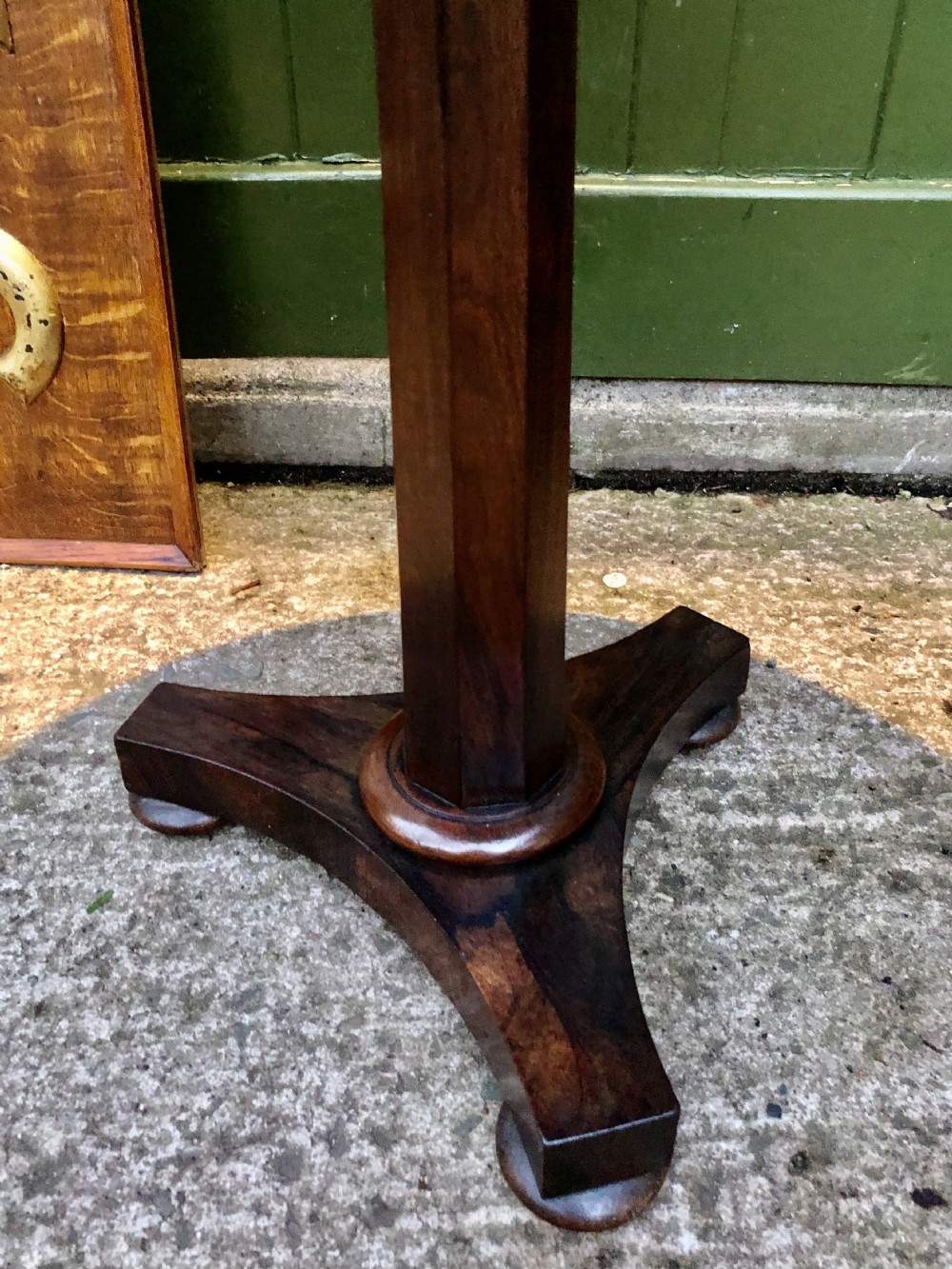 Early C19th George IV period rosewood occasional table with segmented rosewood and burr maple top .  View XIII