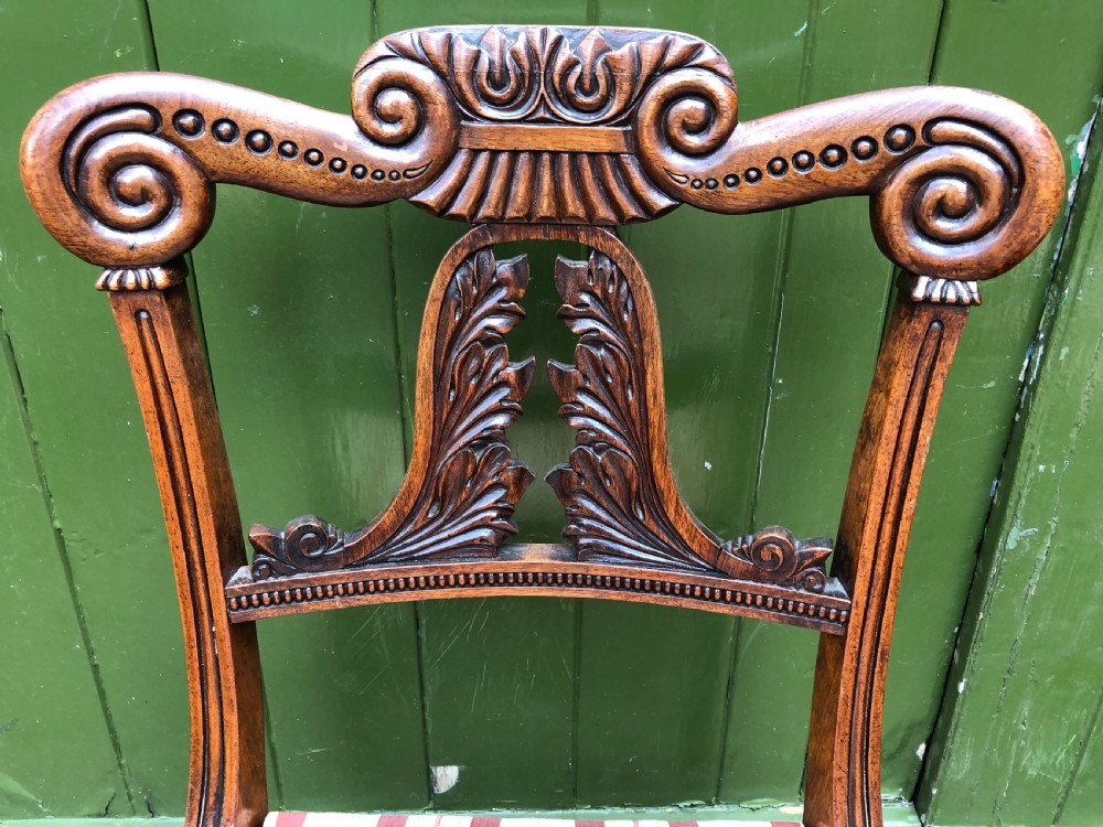 Set of 6 early C19th George IV period carved rosewood dining chairs in the manner of Gillows of Lancaster. View VI