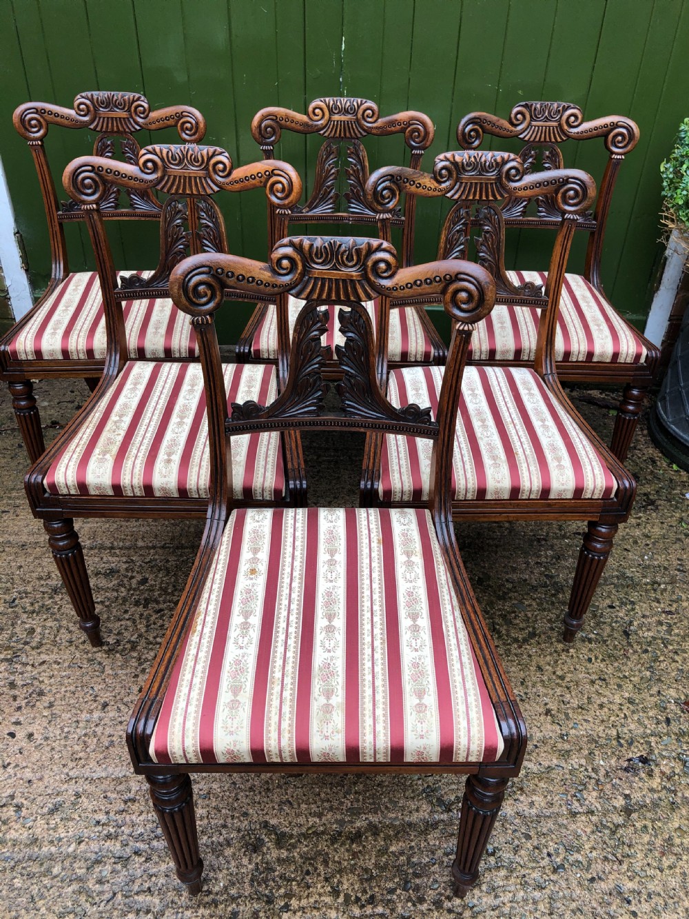 Set of 6 early C19th George IV period carved rosewood dining chairs in the manner of Gillows of Lancaster. View IX