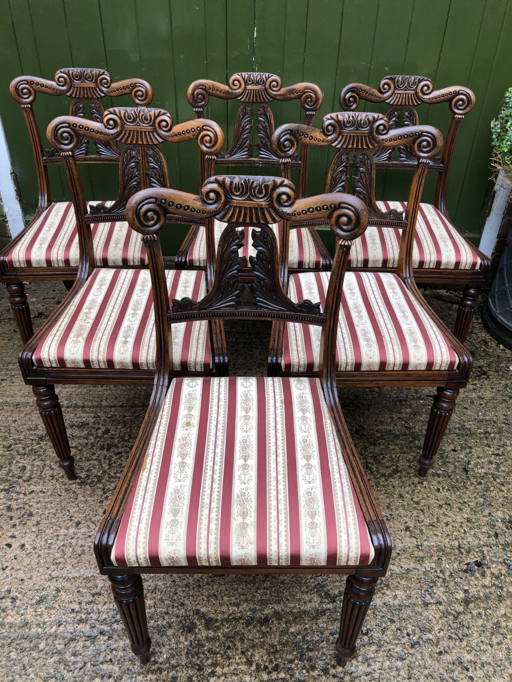 Set of 6 early C19th George IV period carved rosewood dining chairs in the manner of Gillows of Lancaster. View XIX