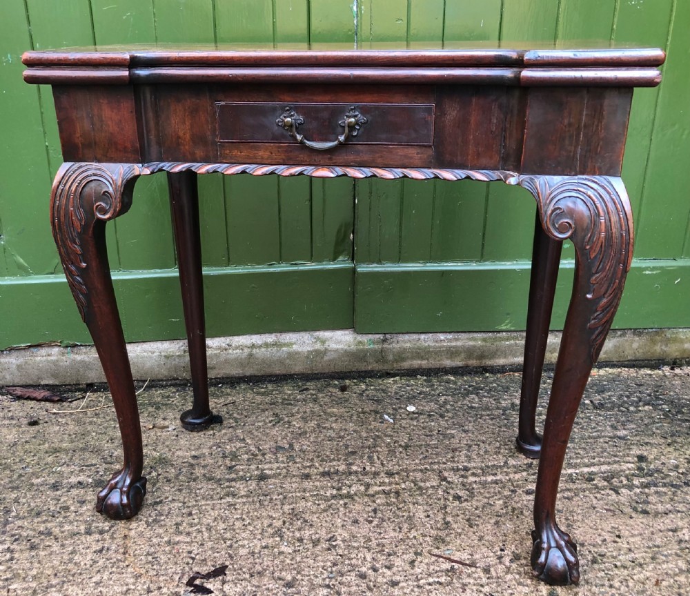 Fine mid C18th George II Chippendale period mahogany gaming table. View II