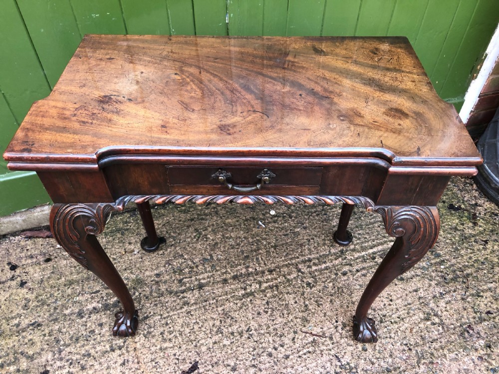 Fine mid C18th George II Chippendale period mahogany gaming table. View IV