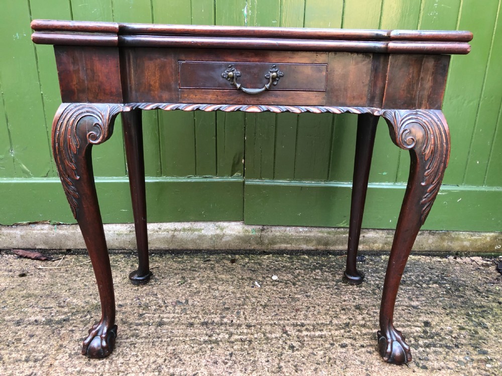 Fine mid C18th George II Chippendale period mahogany gaming table. View V