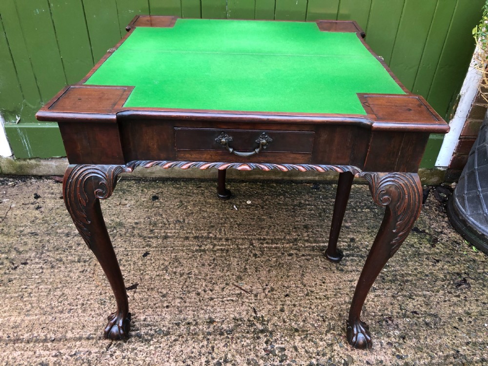 Fine mid C18th George II Chippendale period mahogany gaming table. View IX