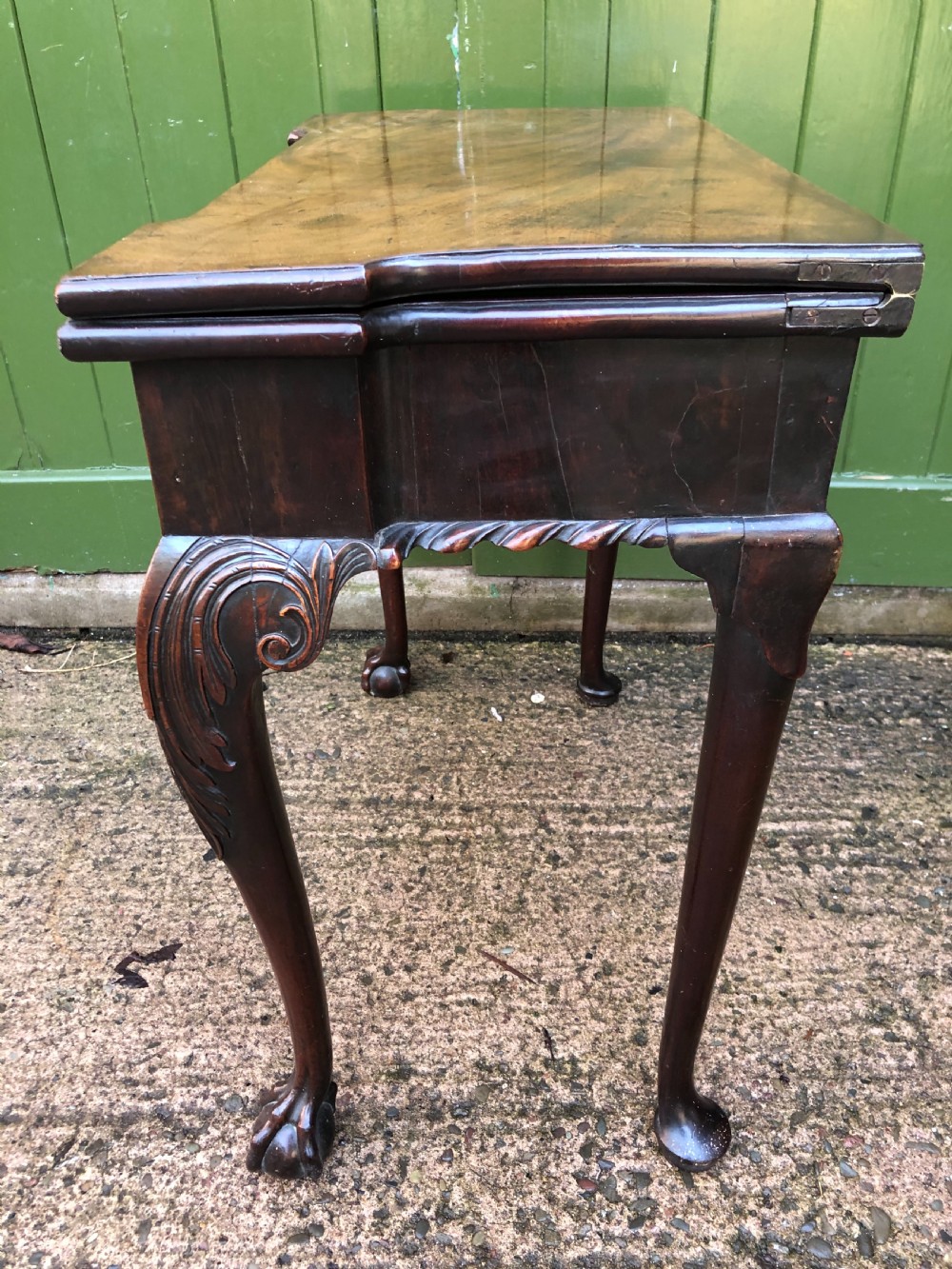 Fine mid C18th George II Chippendale period mahogany gaming table. View X