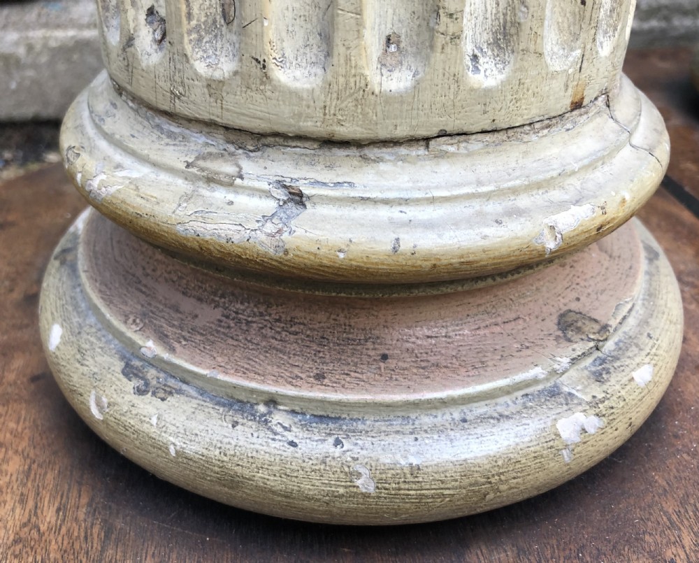 Pair of decorated early C19th carved wooden classical fluted columns with Corinthian capitals . View IV