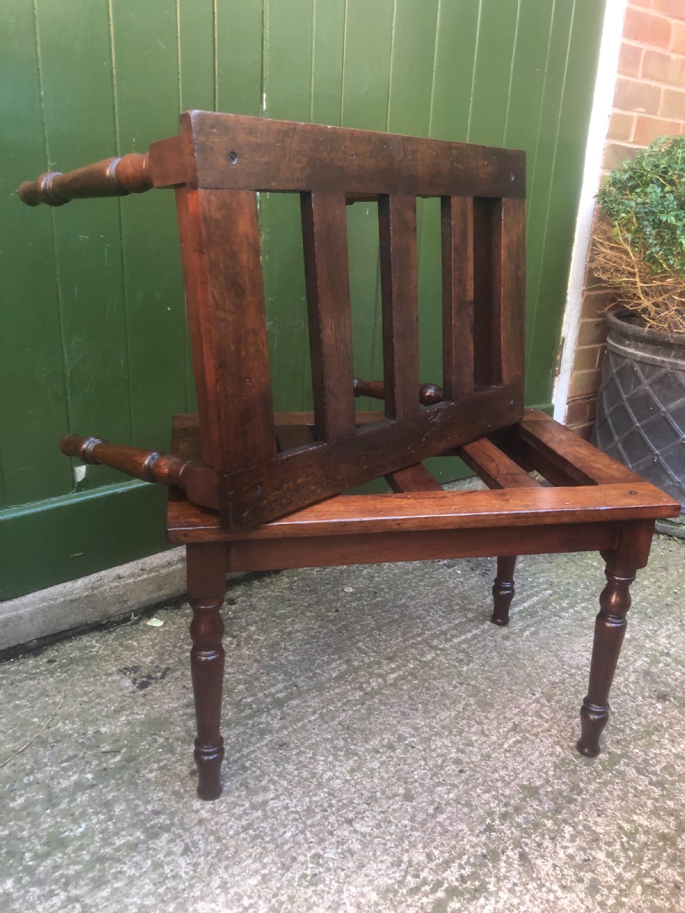 Scarce pair of mid C19th mahogany slatted-top luggage stands . View V