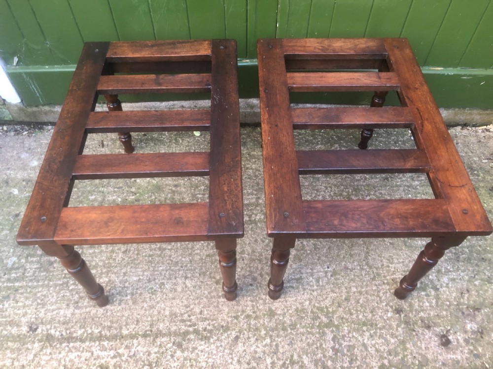 Scarce pair of mid C19th mahogany slatted-top luggage stands . View VII
