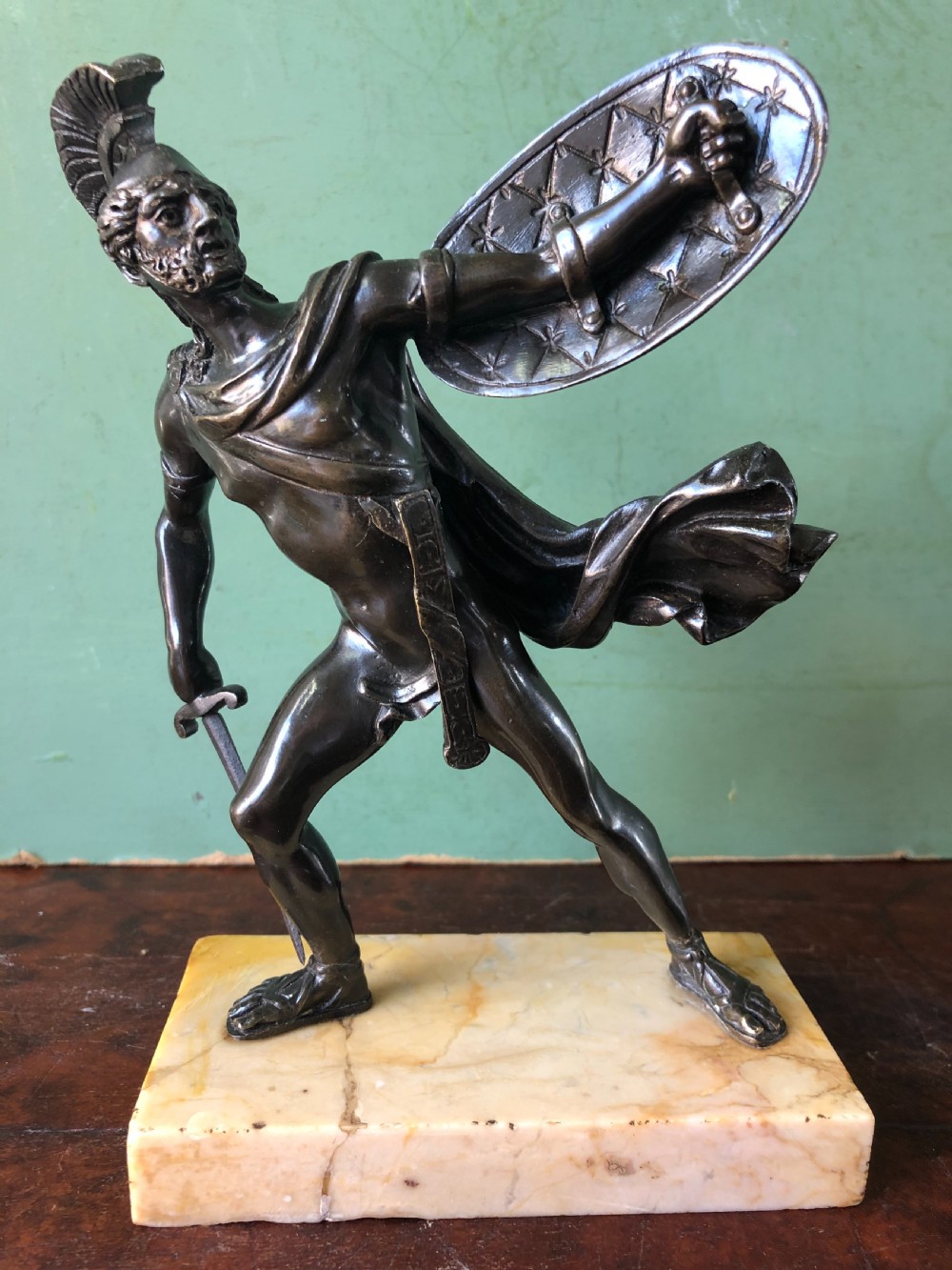 Pair of mid C19th Italian ‘Grand Tour’  souvenir bronze studies of Greek Spartan warriors. View V