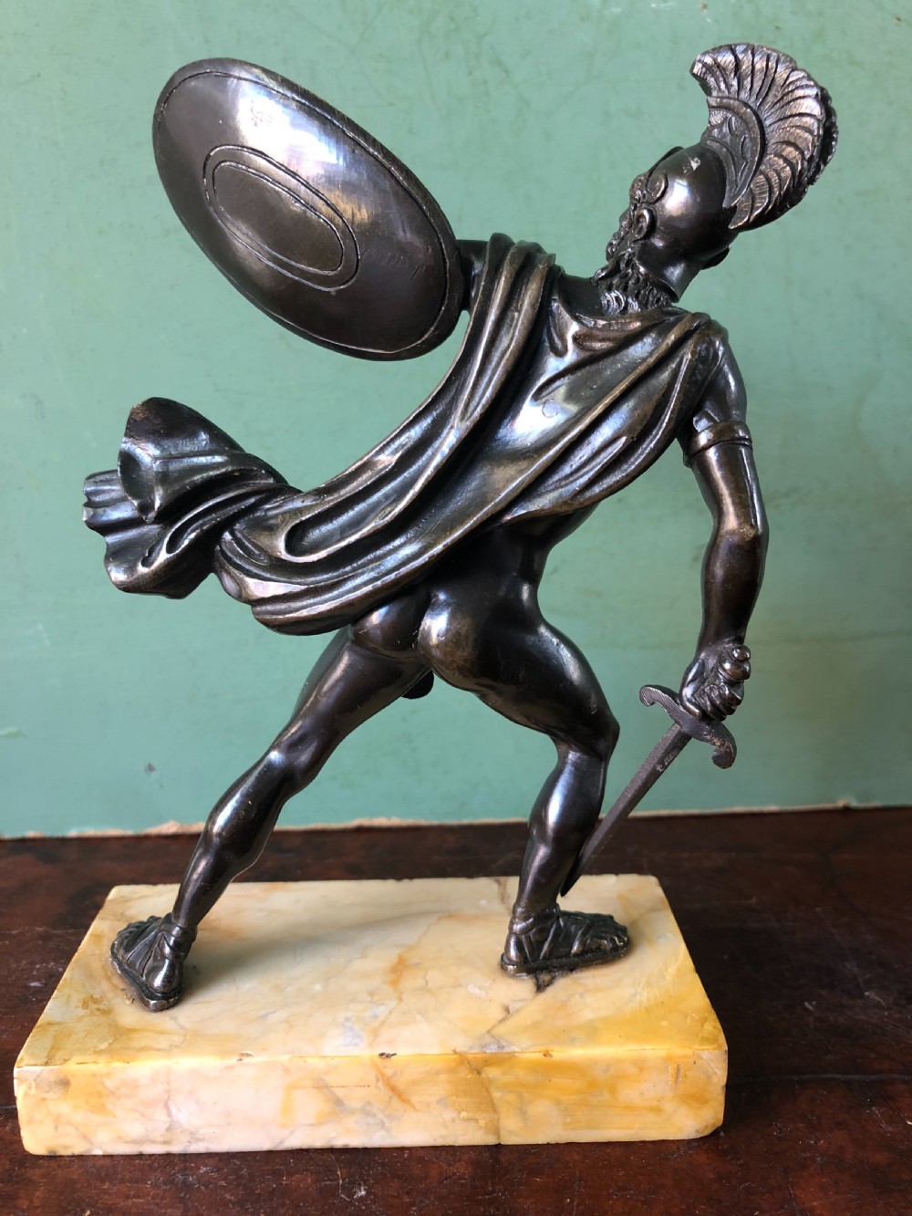 Pair of mid C19th Italian ‘Grand Tour’  souvenir bronze studies of Greek Spartan warriors. View VI