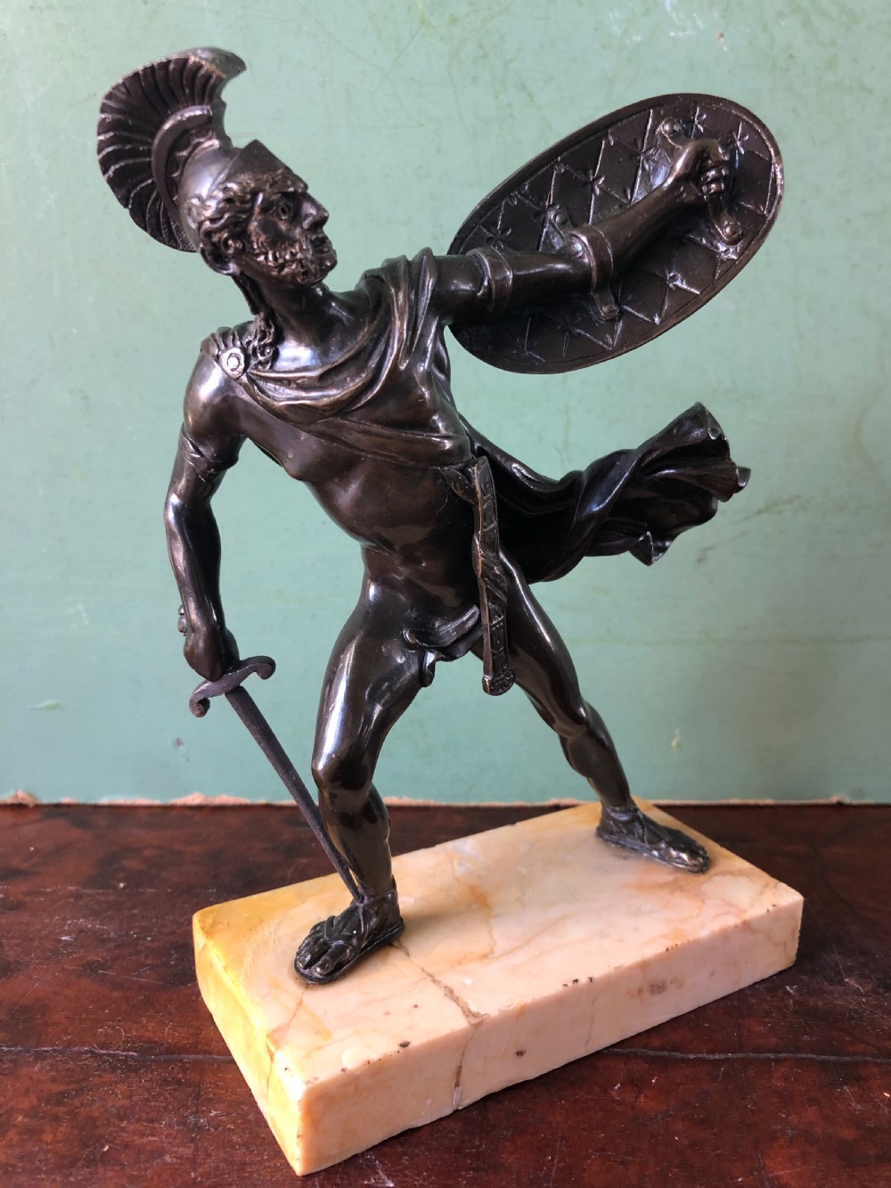 Pair of mid C19th Italian ‘Grand Tour’  souvenir bronze studies of Greek Spartan warriors. View VIII