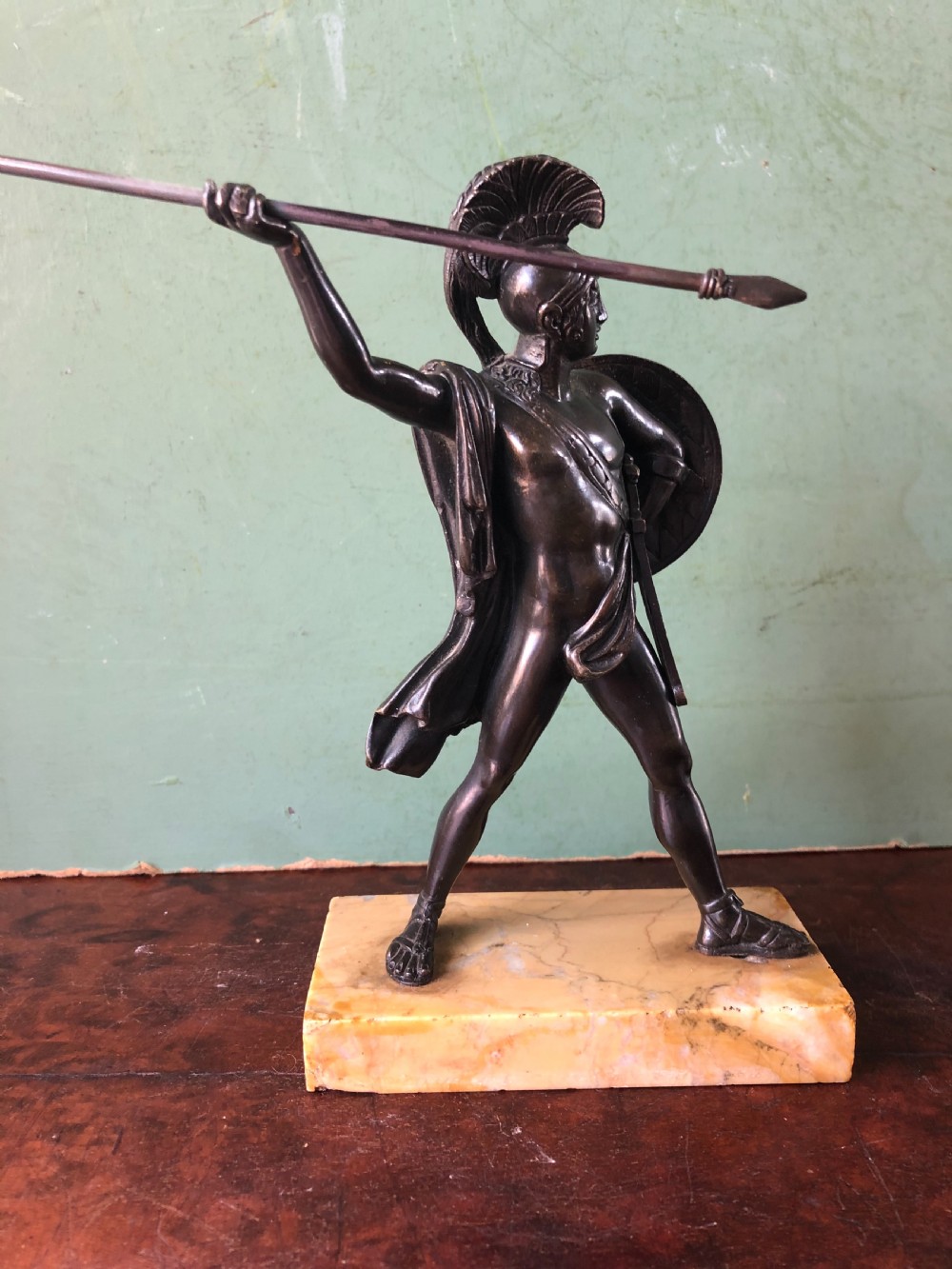 Pair of mid C19th Italian ‘Grand Tour’  souvenir bronze studies of Greek Spartan warriors. View IX