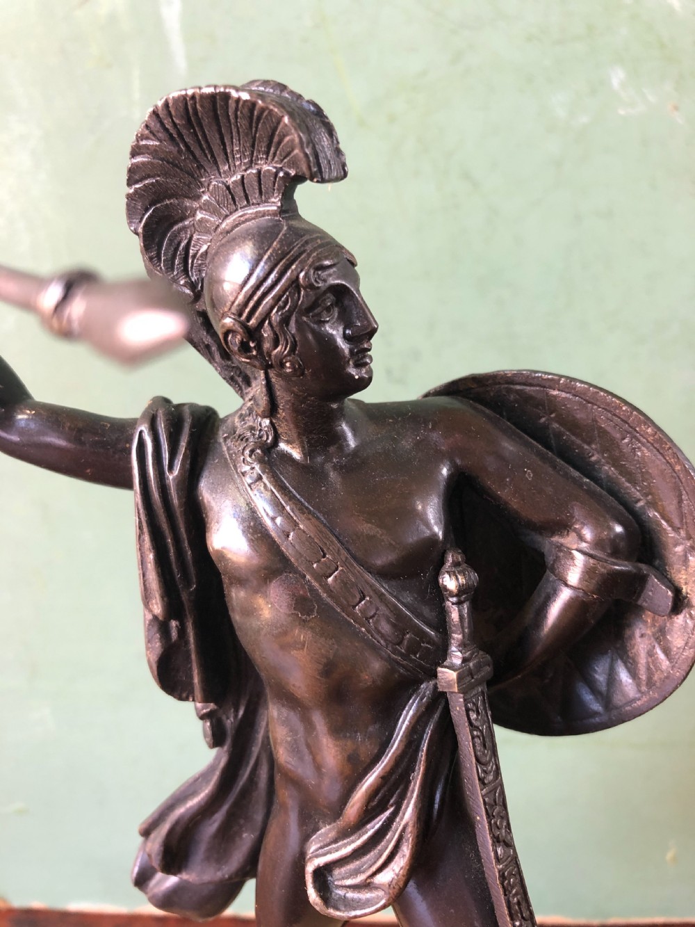 Pair of mid C19th Italian ‘Grand Tour’  souvenir bronze studies of Greek Spartan warriors. View X