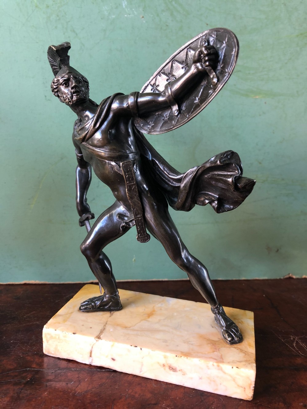 Pair of mid C19th Italian ‘Grand Tour’  souvenir bronze studies of Greek Spartan warriors. View XV