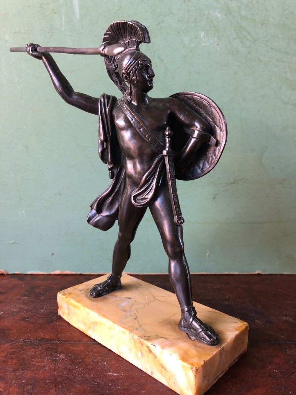 Pair of mid C19th Italian ‘Grand Tour’  souvenir bronze studies of Greek Spartan warriors. View XVI