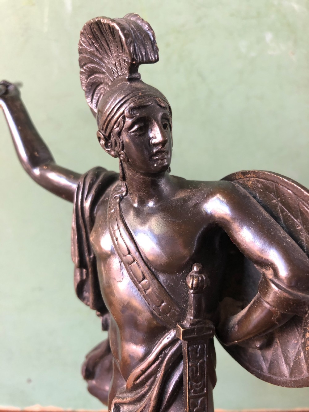 Pair of mid C19th Italian ‘Grand Tour’  souvenir bronze studies of Greek Spartan warriors. View XVII