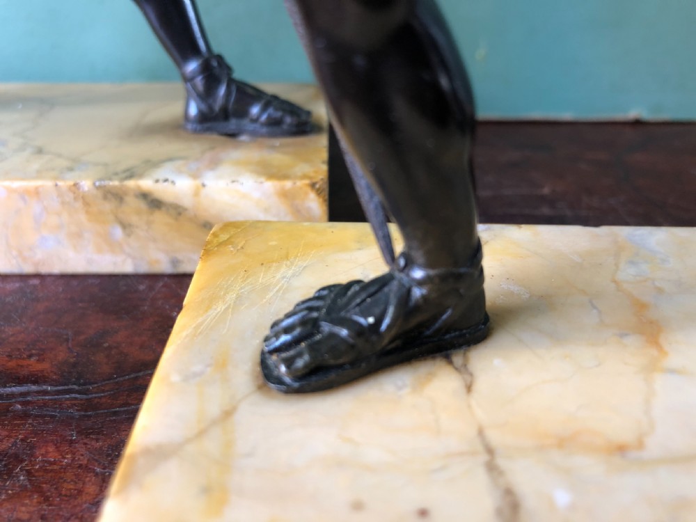 Pair of mid C19th Italian ‘Grand Tour’  souvenir bronze studies of Greek Spartan warriors. View XX