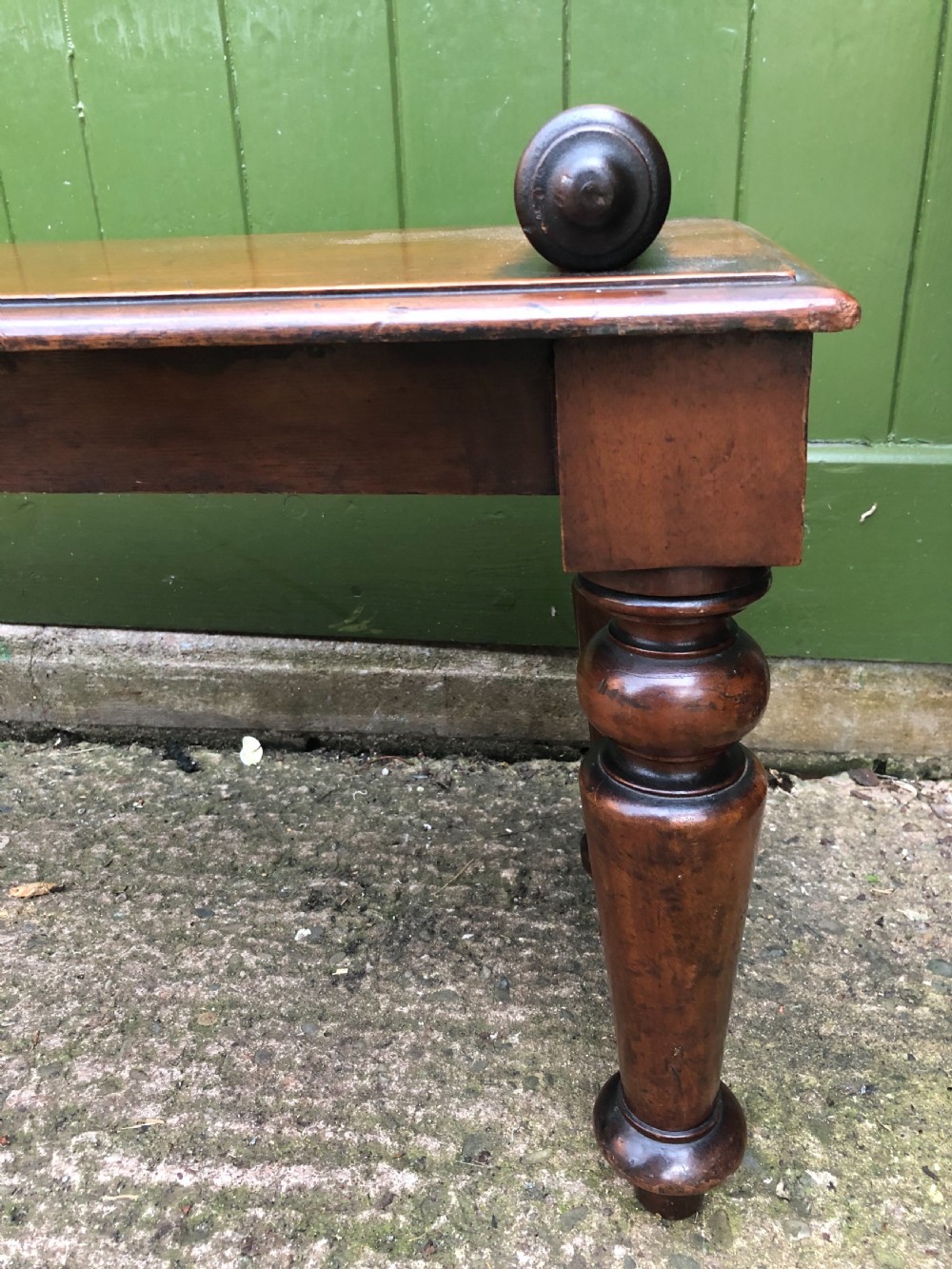 C19th William IV mahogany hall bench or seat with roll or rule ends .  View IV
