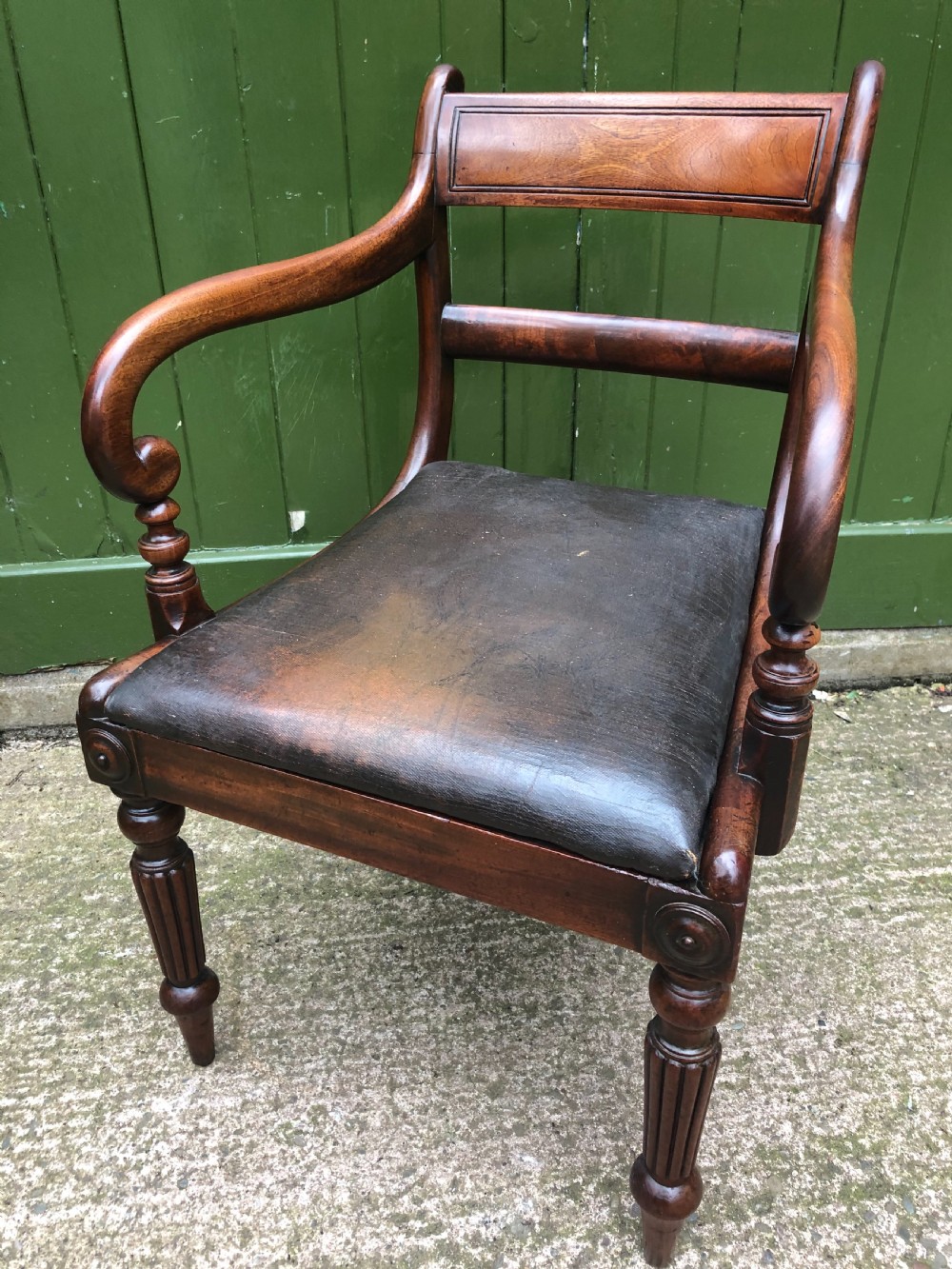 Early C19th Regency period mahogany armchair of good rich colour and proportions.