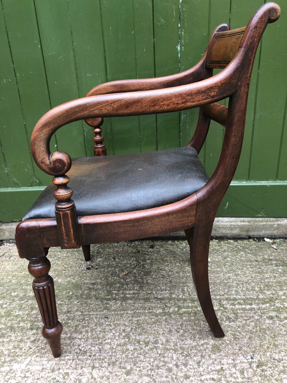 Early C19th Regency period mahogany armchair of good rich colour and proportions. View V