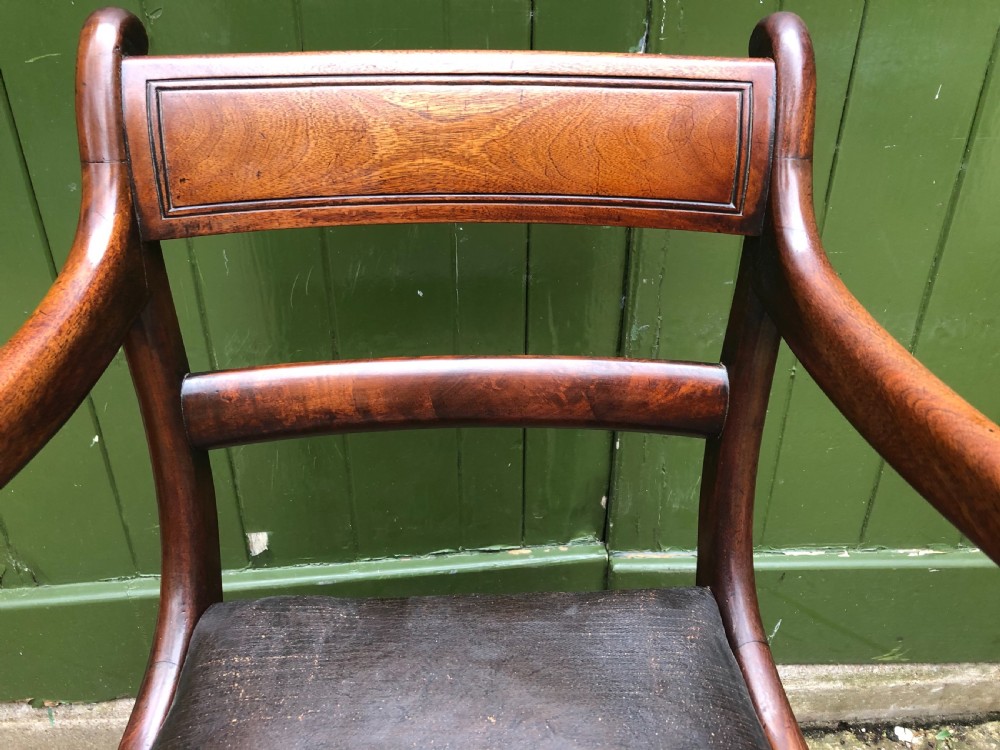 Early C19th Regency period mahogany armchair of good rich colour and proportions. View VII