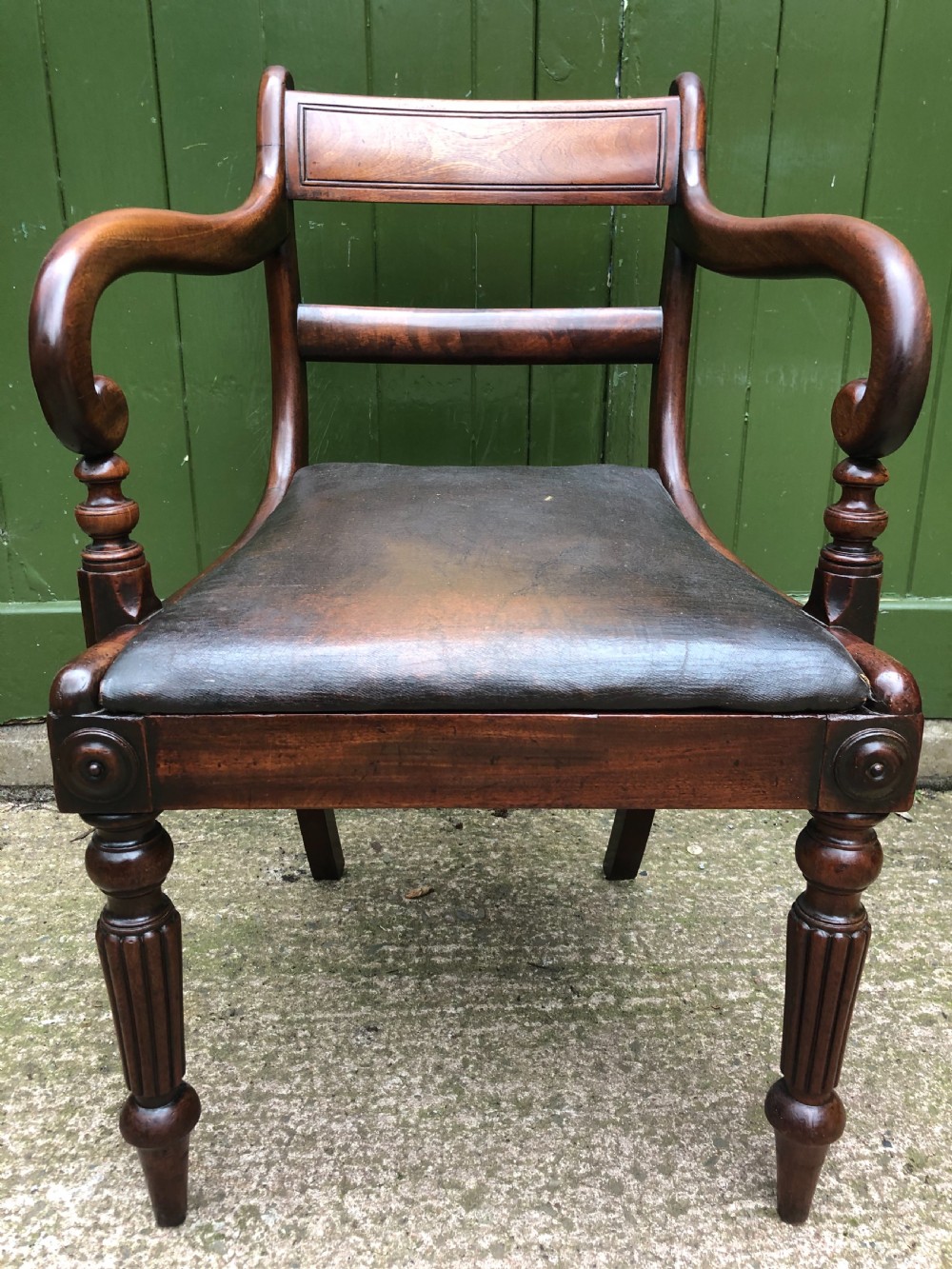 Early C19th Regency period mahogany armchair of good rich colour and proportions. View IX