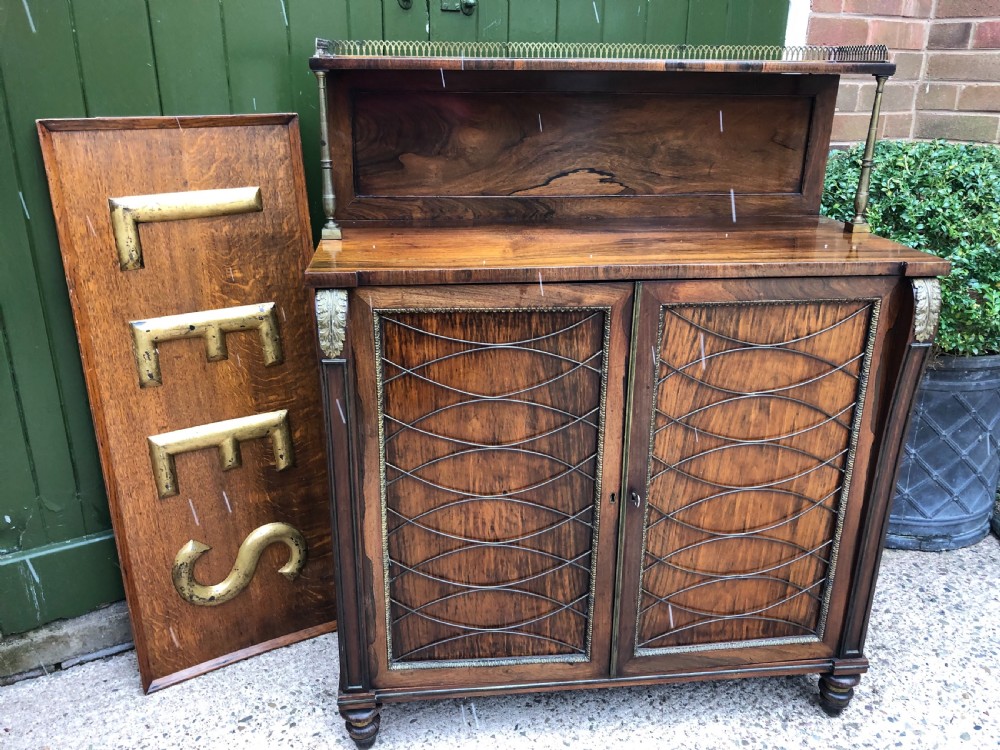 Fine quality early C19th Regency period rosewood and gilt brass-mounted chiffonier.
 View VIII