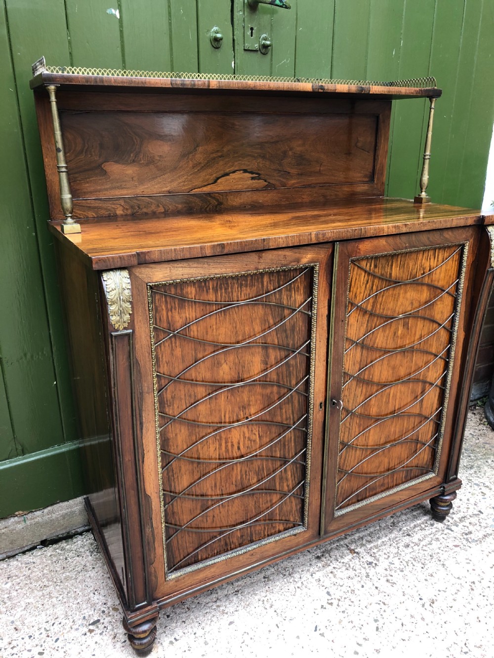 Fine quality early C19th Regency period rosewood and gilt brass-mounted chiffonier.
 View XIII