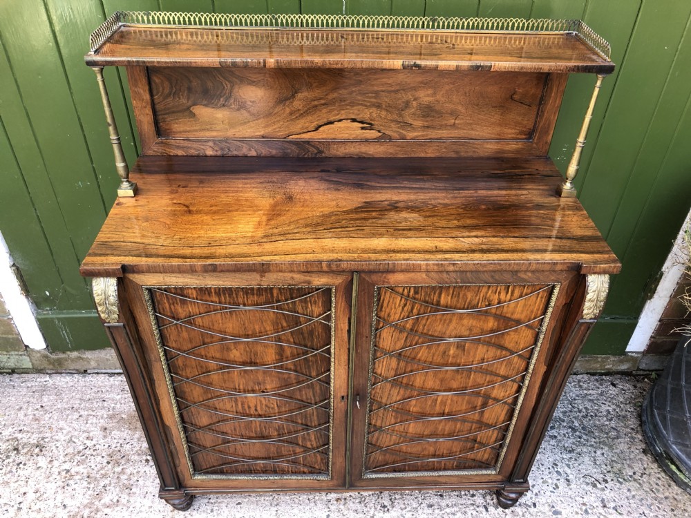Fine quality early C19th Regency period rosewood and gilt brass-mounted chiffonier.
 View V
