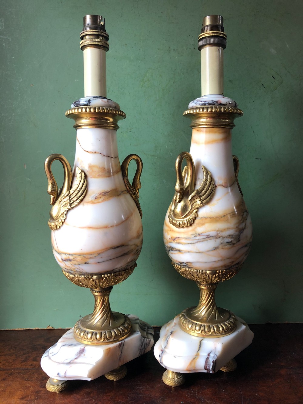 Pair of early C20th French marble and ormolu-mounted lamp bases in the Louis XVI style . View VII