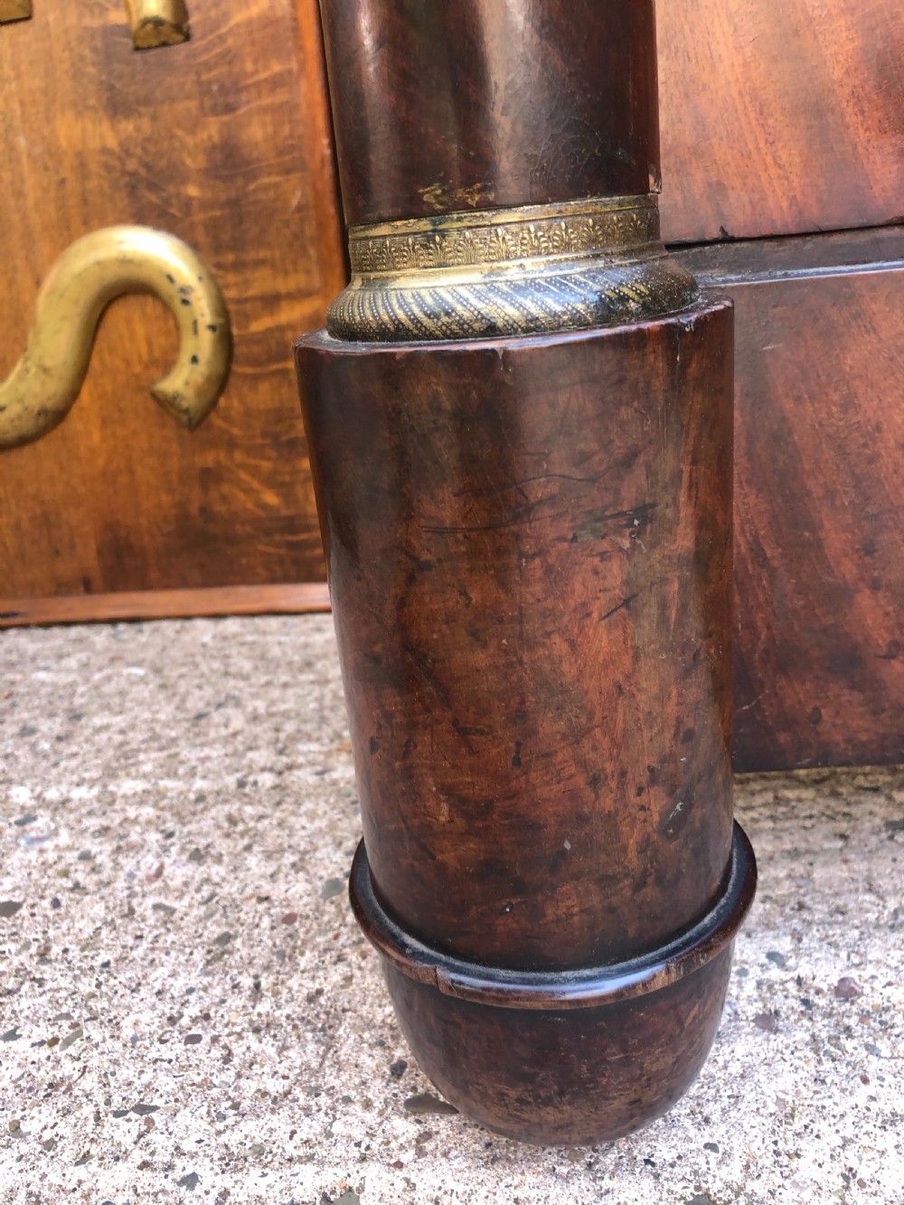 Early C19th French Empire-style mahogany marble-topped commode chest . View VI