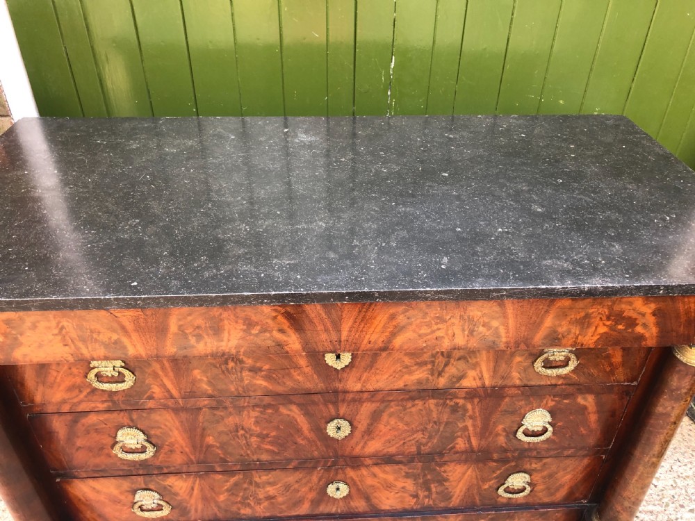 Early C19th French Empire-style mahogany marble-topped commode chest . View VII