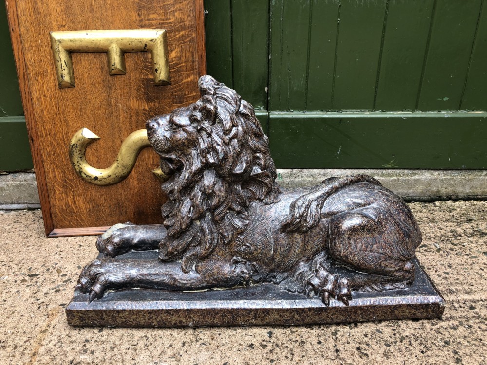 Late C19th salt-glaze pottery sculpture of a lion . View XII