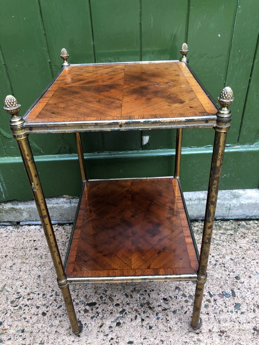 Early C19th Regency period brass-framed mahogany 2-tier rectangular etagere . View VII